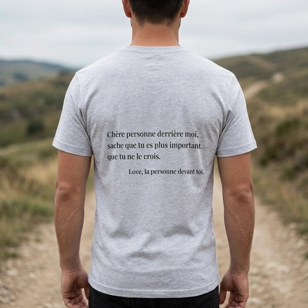fiche produit stay strong t-shirt gris message au dos