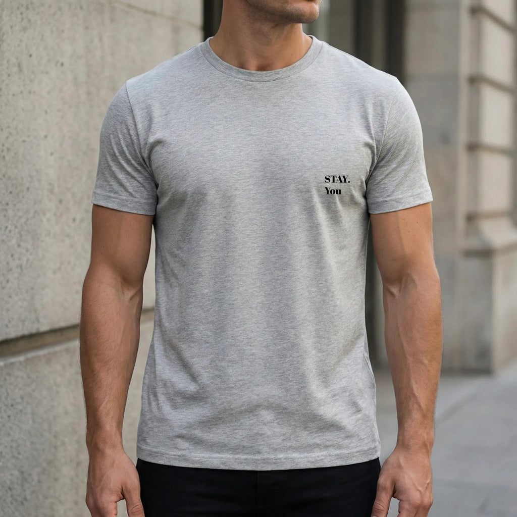 fiche produit stay you t-shirt gris face logo 