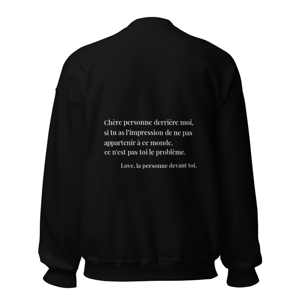 fiche produit stay you sweatshirt noir message au dos 