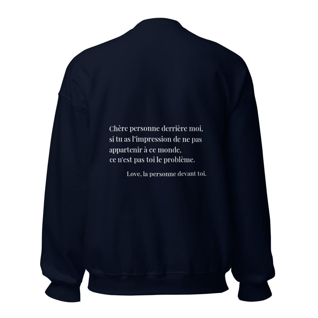 fiche produit stay you sweatshirt bleu message au dos 