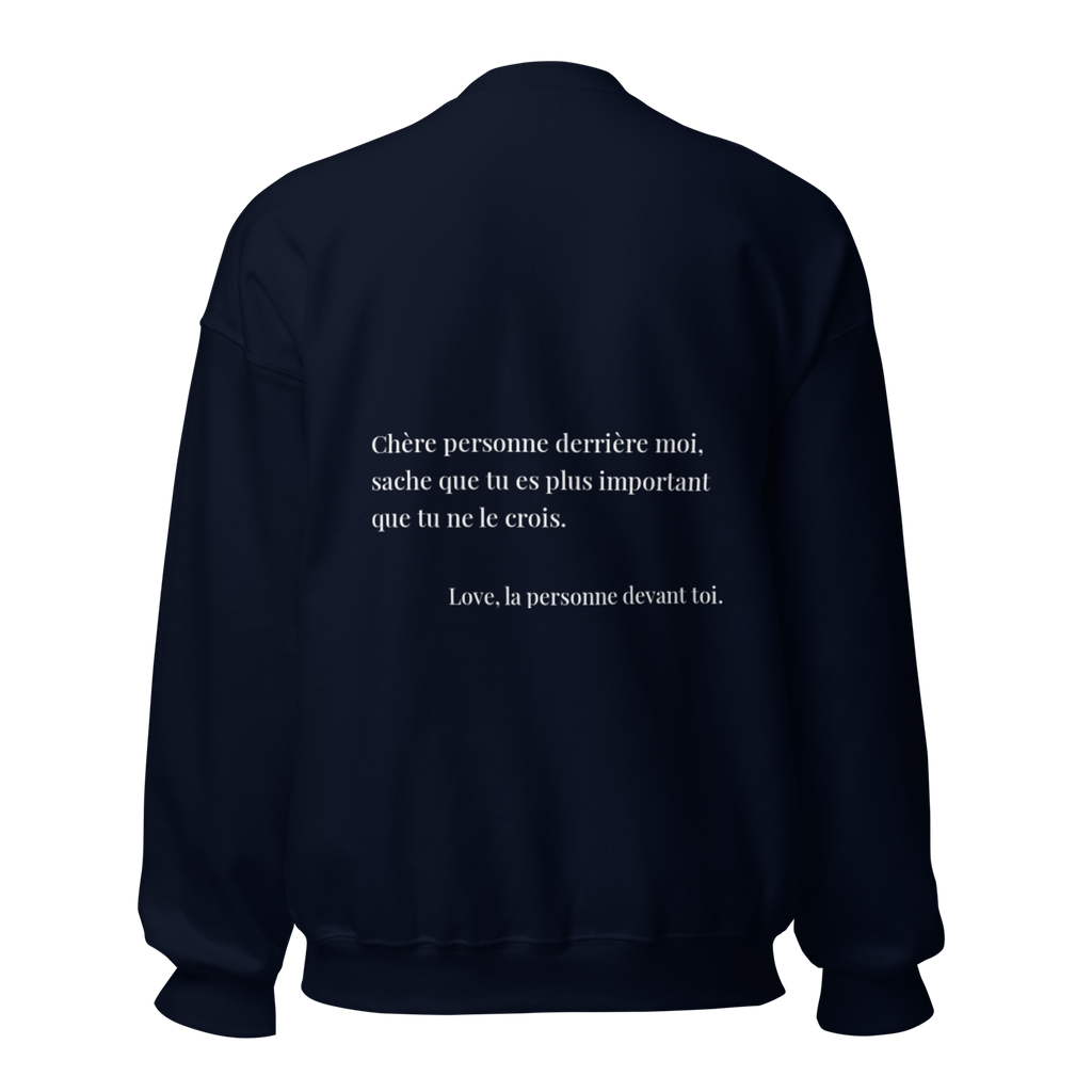 fiche produit stay strong sweatshirt bleu message au dos 