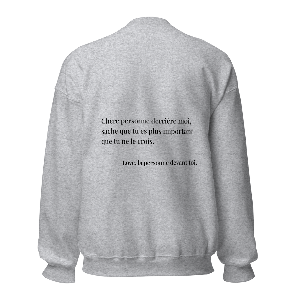 fiche produit stay strong sweatshirt gris message au dos