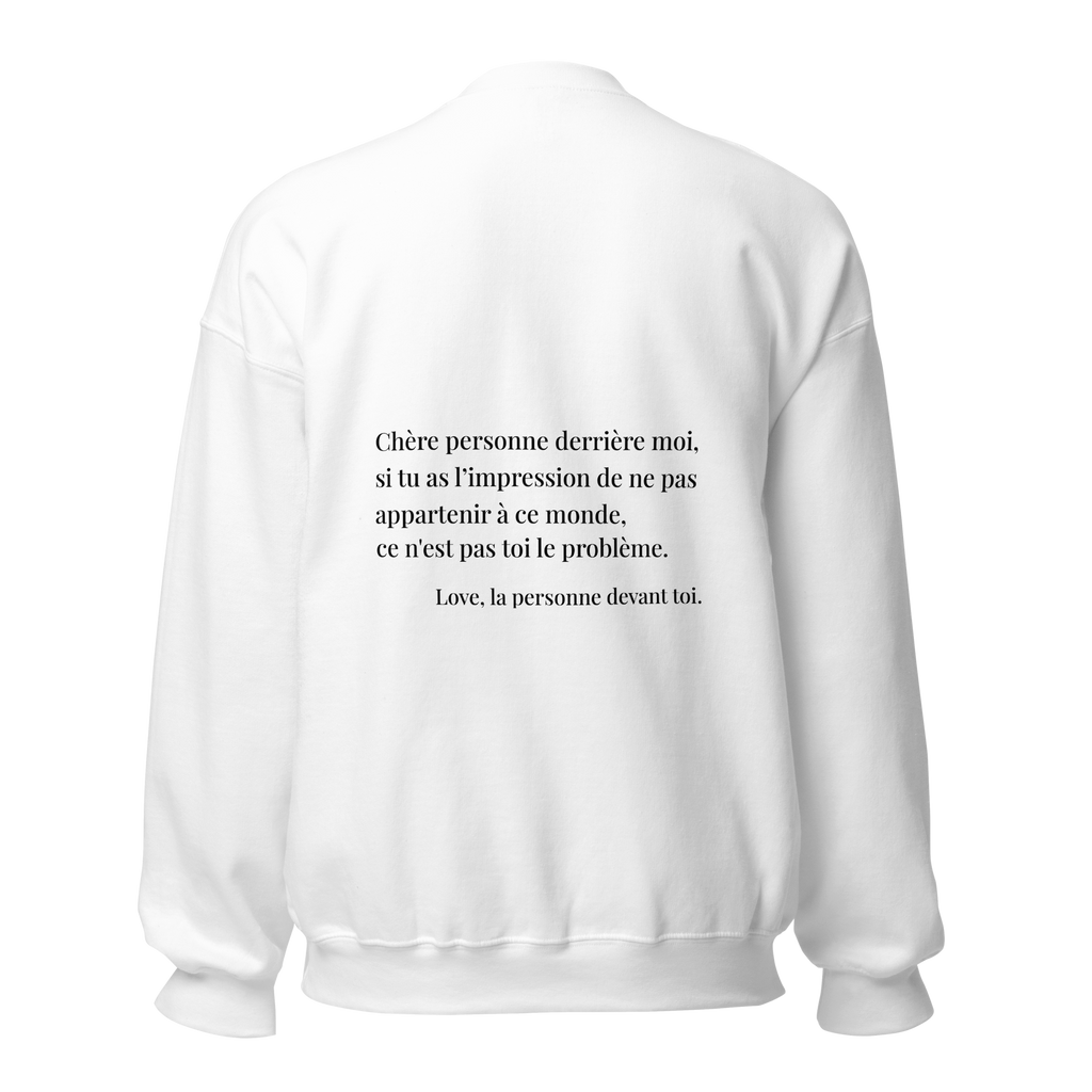 fiche produit stay you sweatshirt blanc message au dos 