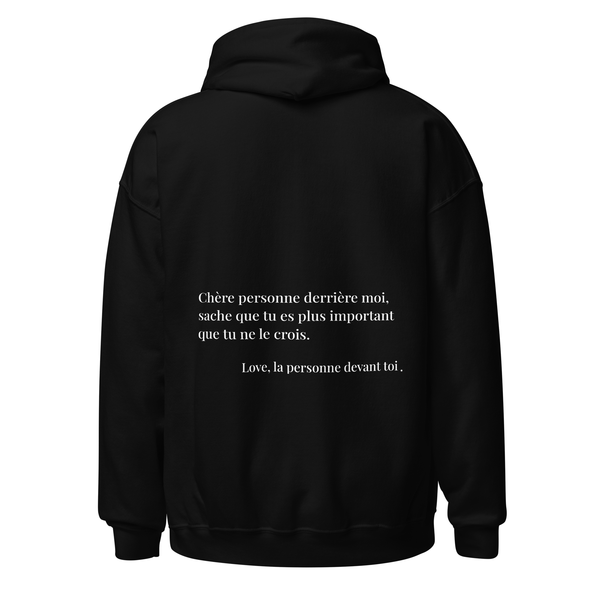 fiche produit stay strong hoodie noir message au dos
