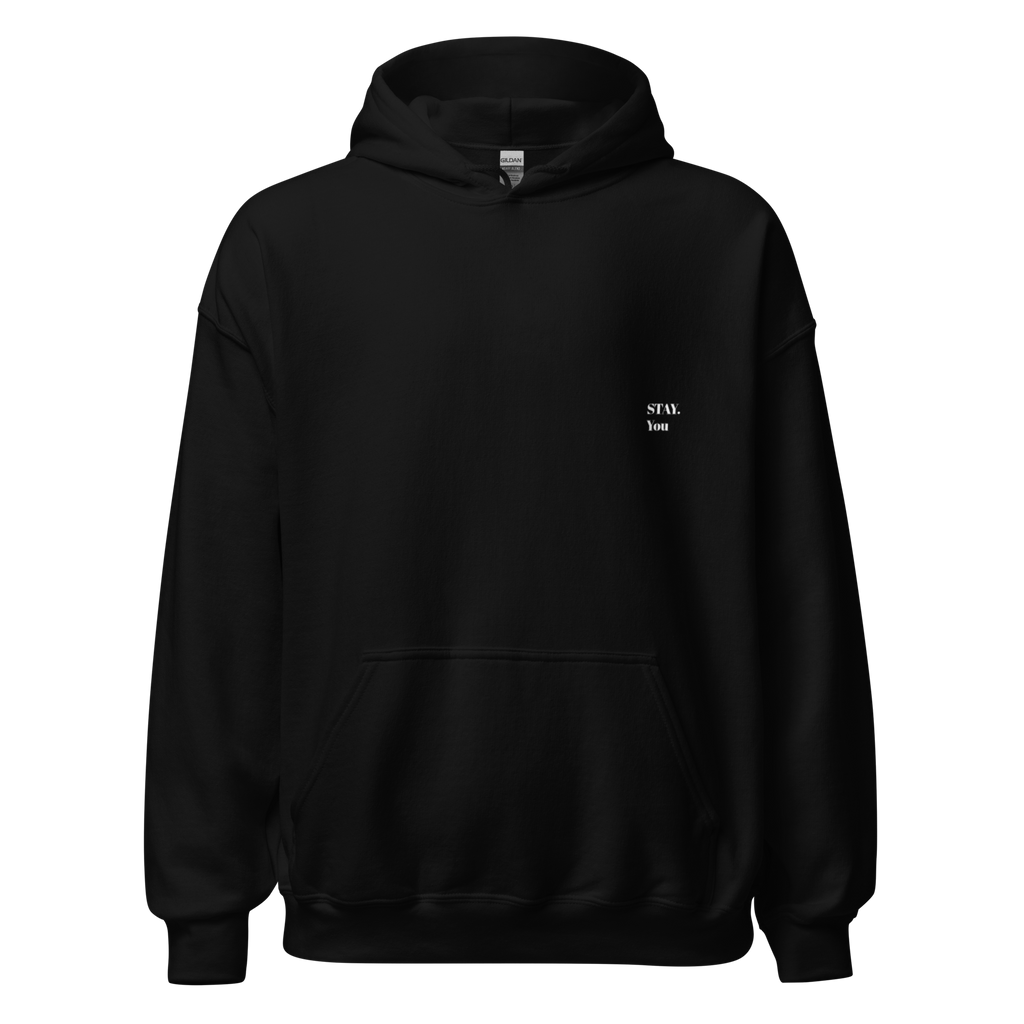 fiche produit stay you hoodie noir face logo 