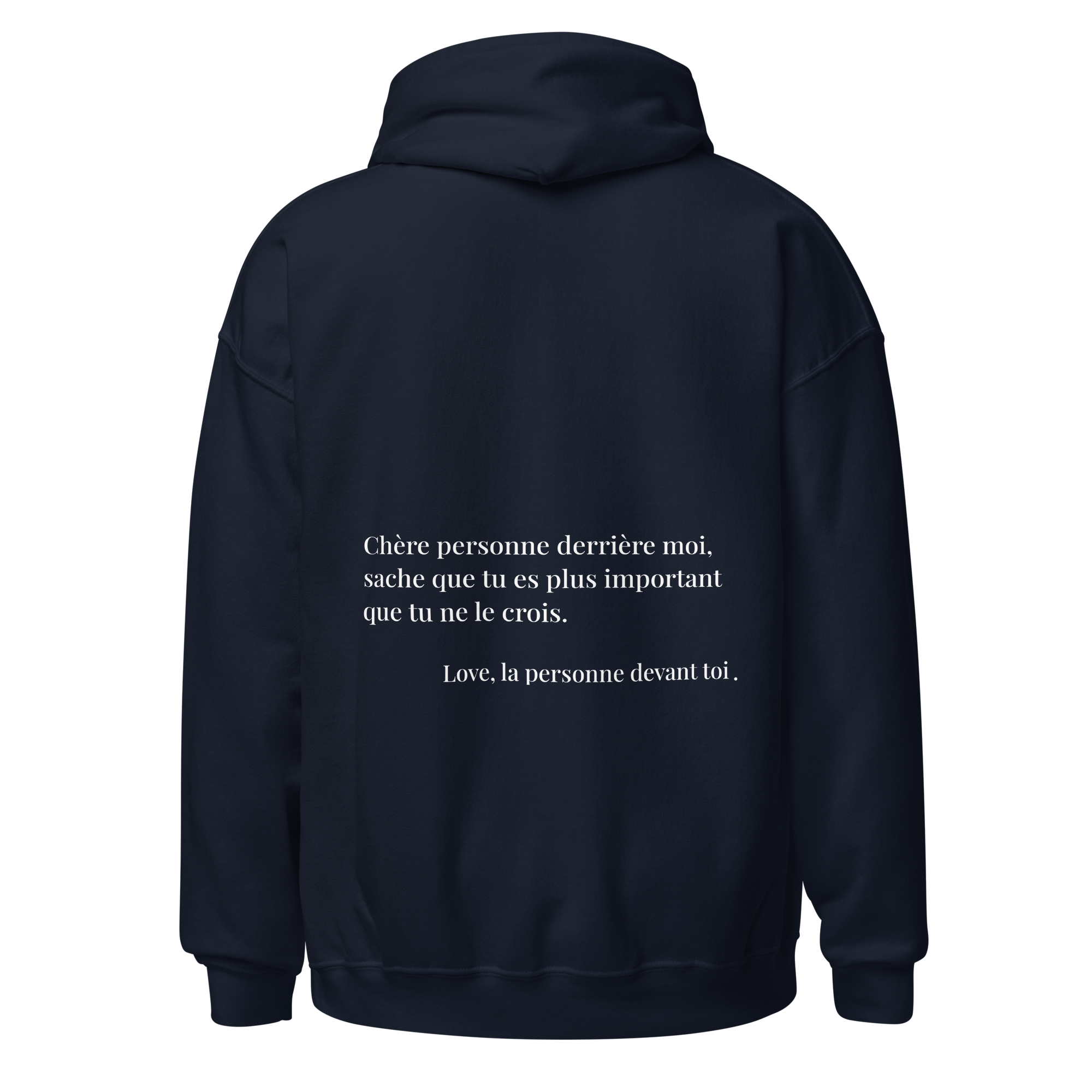 fiche produit stay strong hoodie bleu message au dos