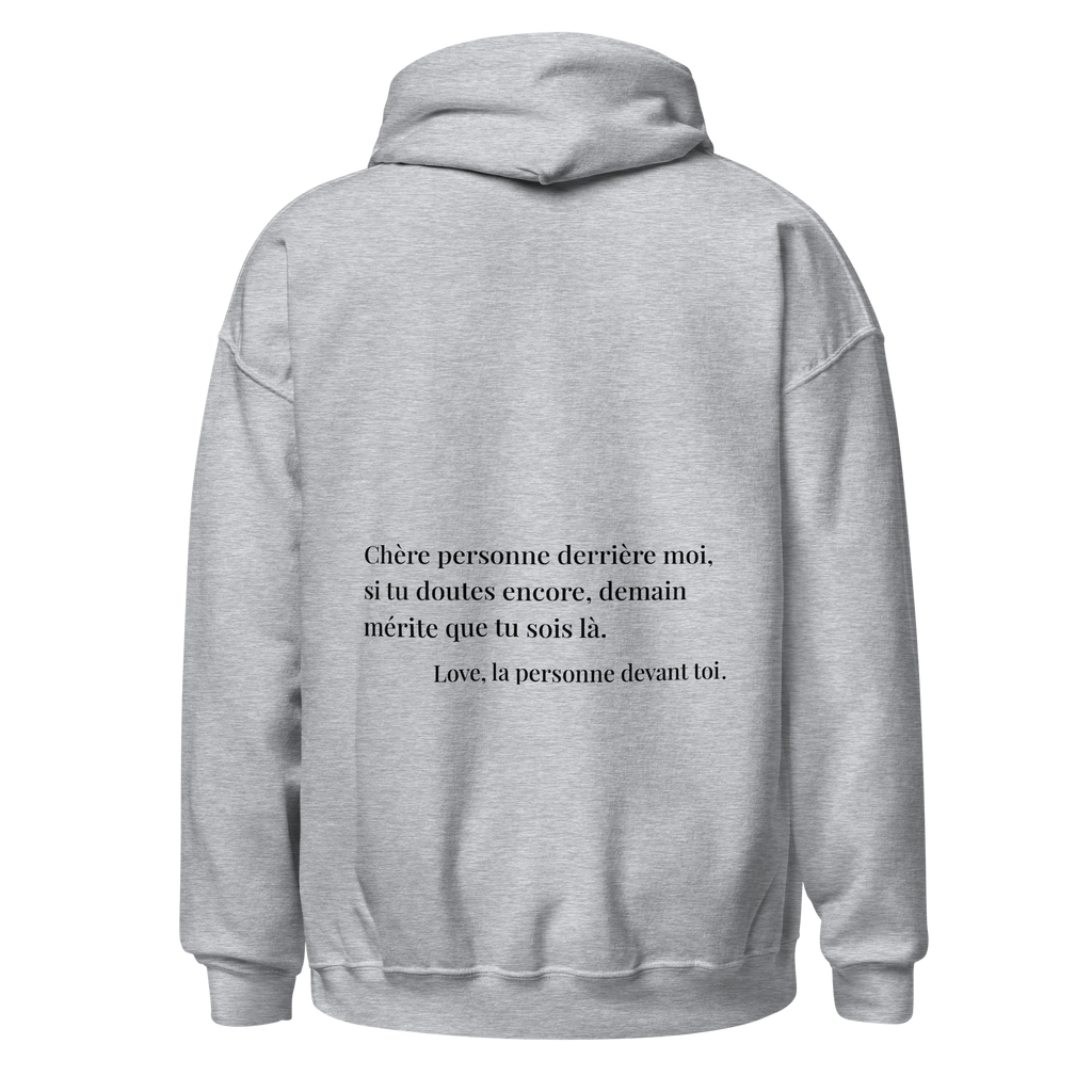 fiche produit stay tomorrow gris message au dos