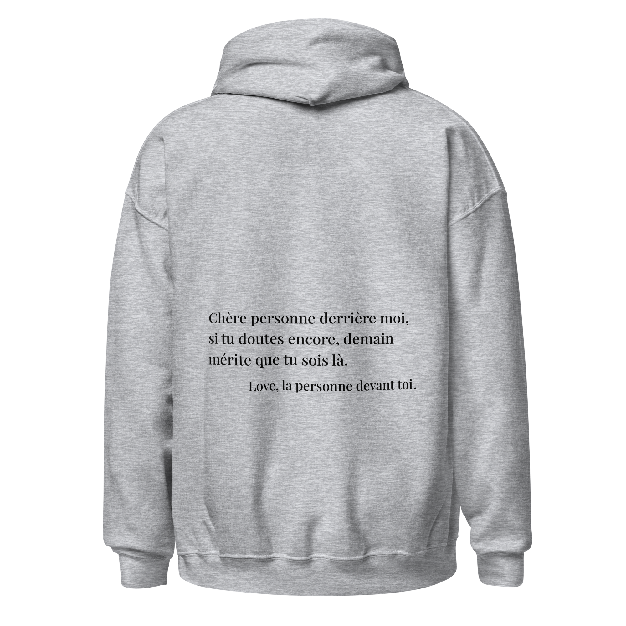 fiche produit stay tomorrow gris message au dos
