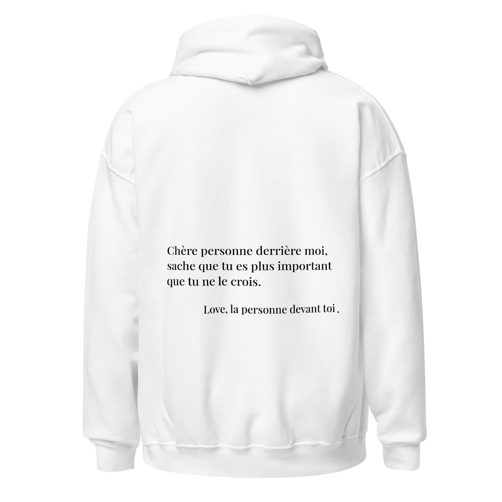 fiche produit stay strong hoodie blanc message au dos 