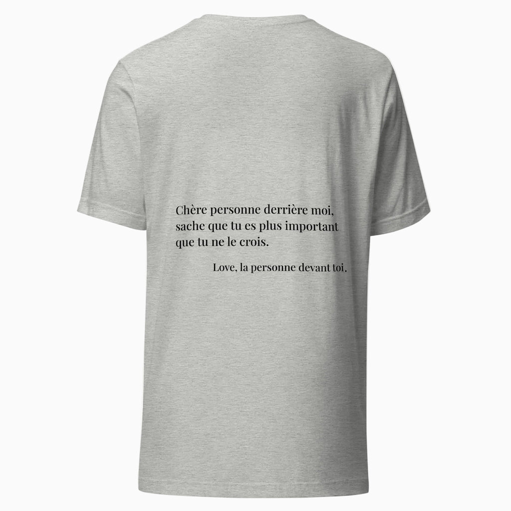 Fiche produit t-shirt gris stay strong message au dos 