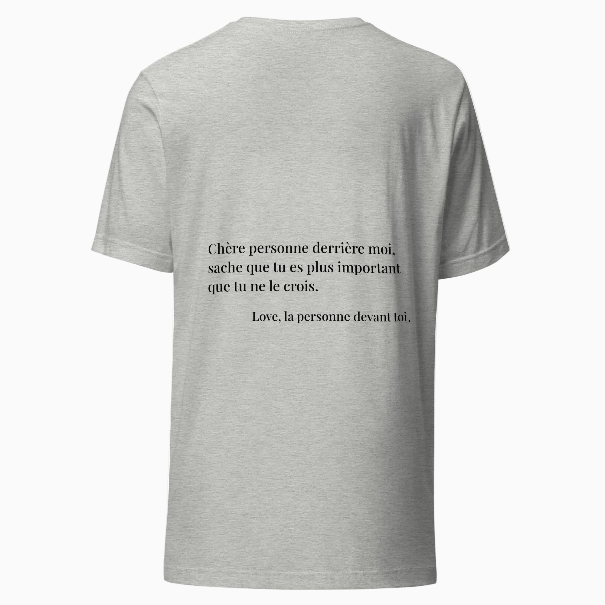 Fiche produit t-shirt gris stay strong message au dos 