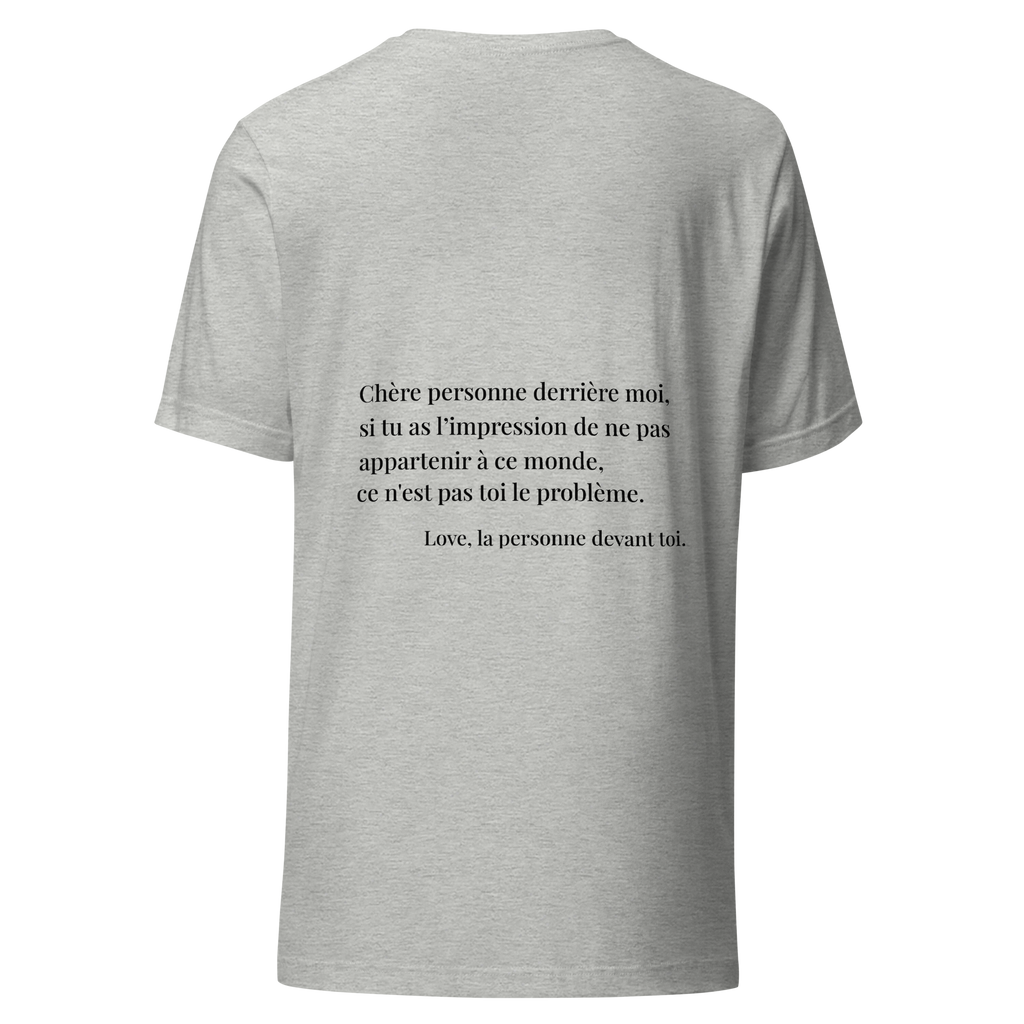 fiche produit stay you t-shirt gris message au dos 