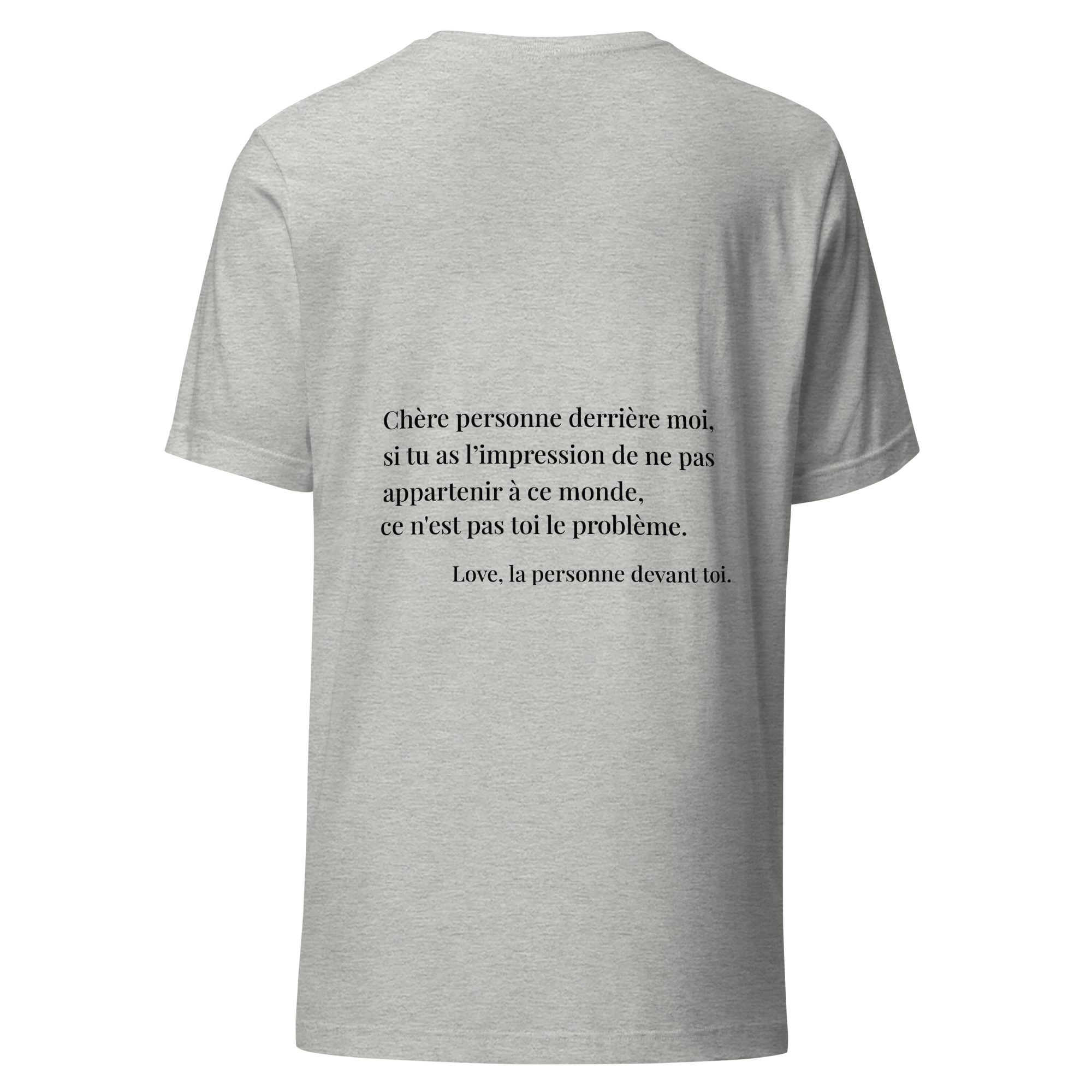fiche produit stay you t-shirt gris message au dos 
