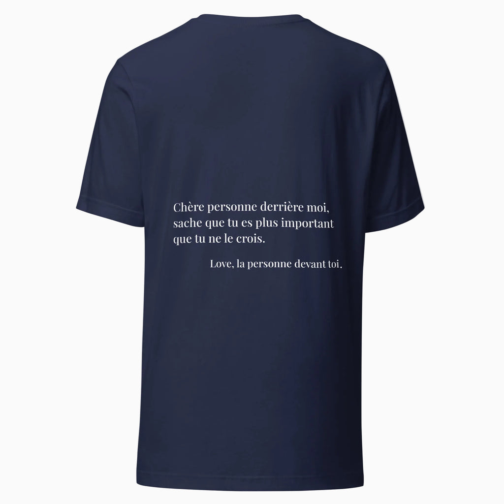 Fiche produit t-shirt bleu stay strong message au dos 
