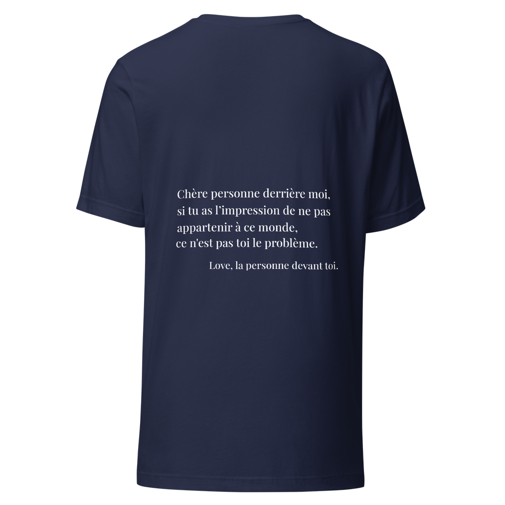 fiche produit stay you t-shirt bleu message au dos