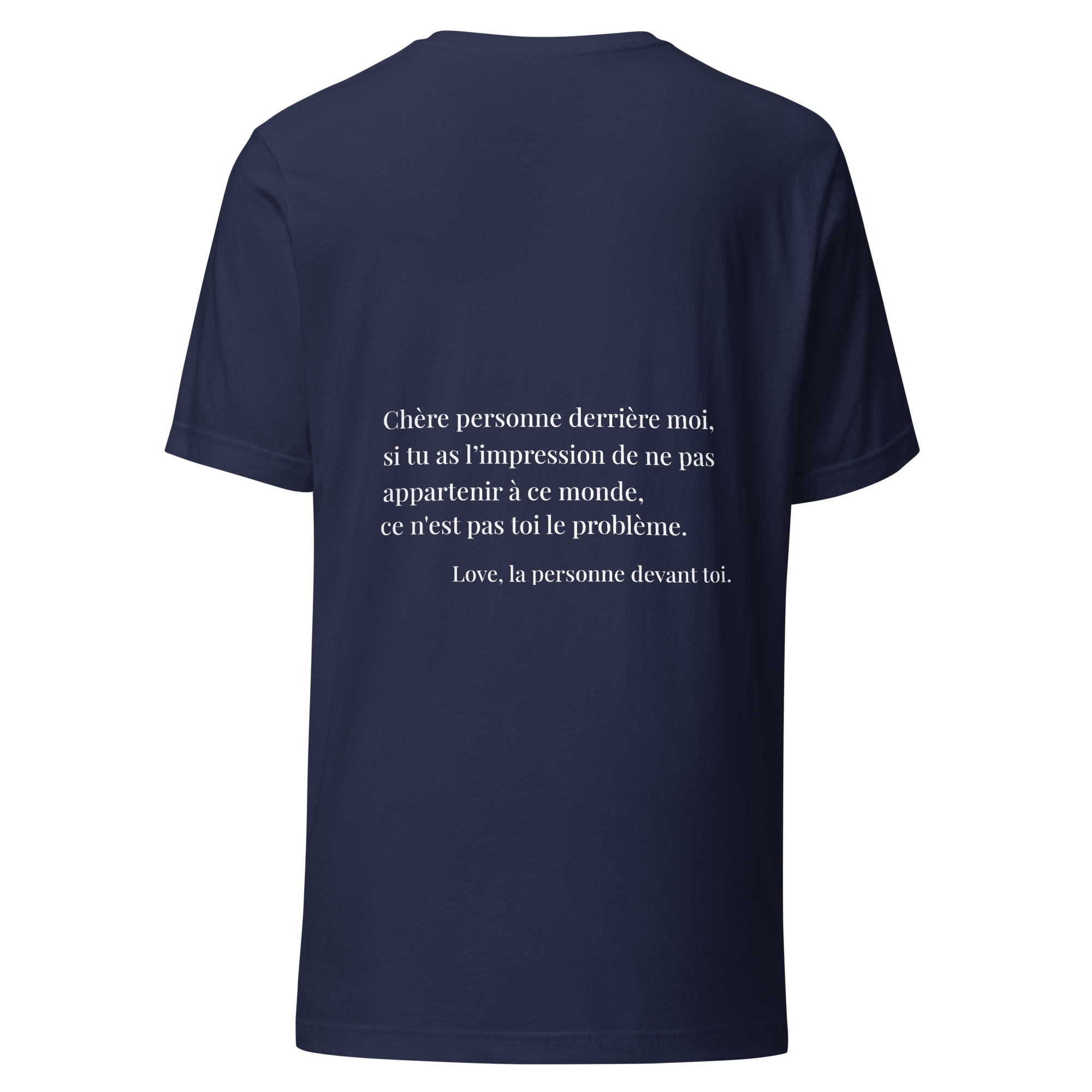 fiche produit stay you t-shirt bleu message au dos