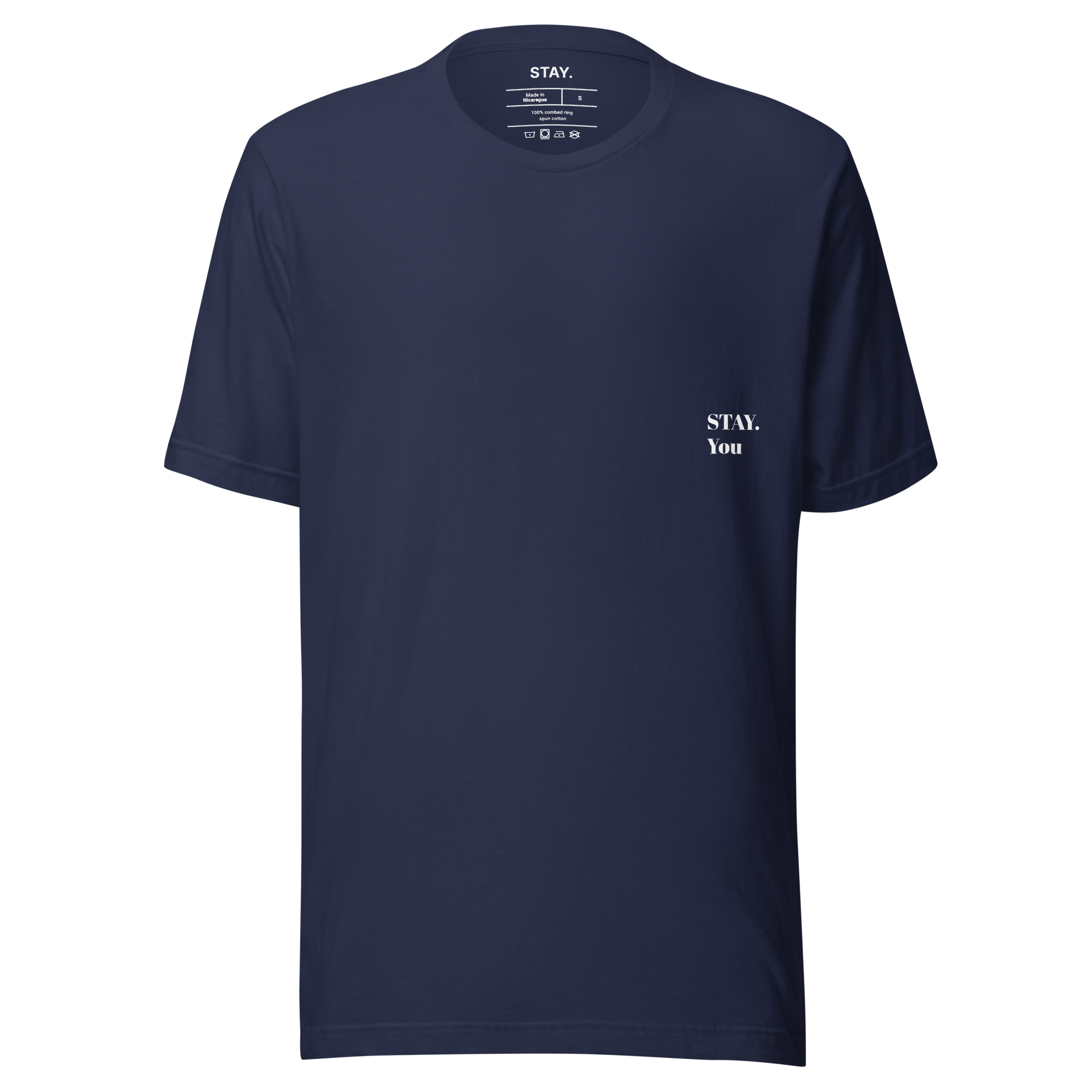 fiche produit stay you t-shirt bleu face logo 