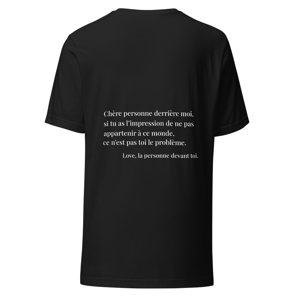 fiche produit stay you t-shirt noir message au dos