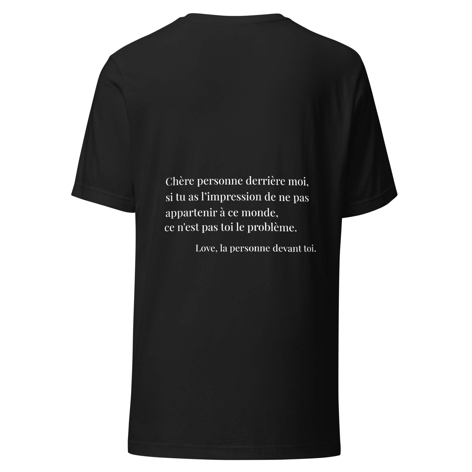 fiche produit stay you t-shirt noir message au dos