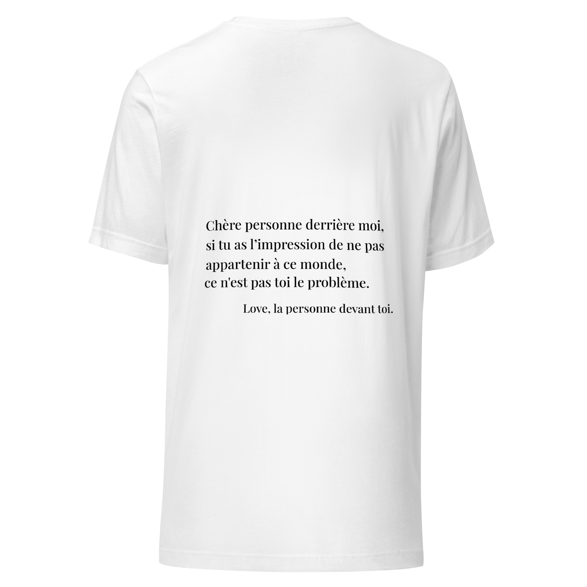 fiche produit stay you t-shirt blanc message au dos