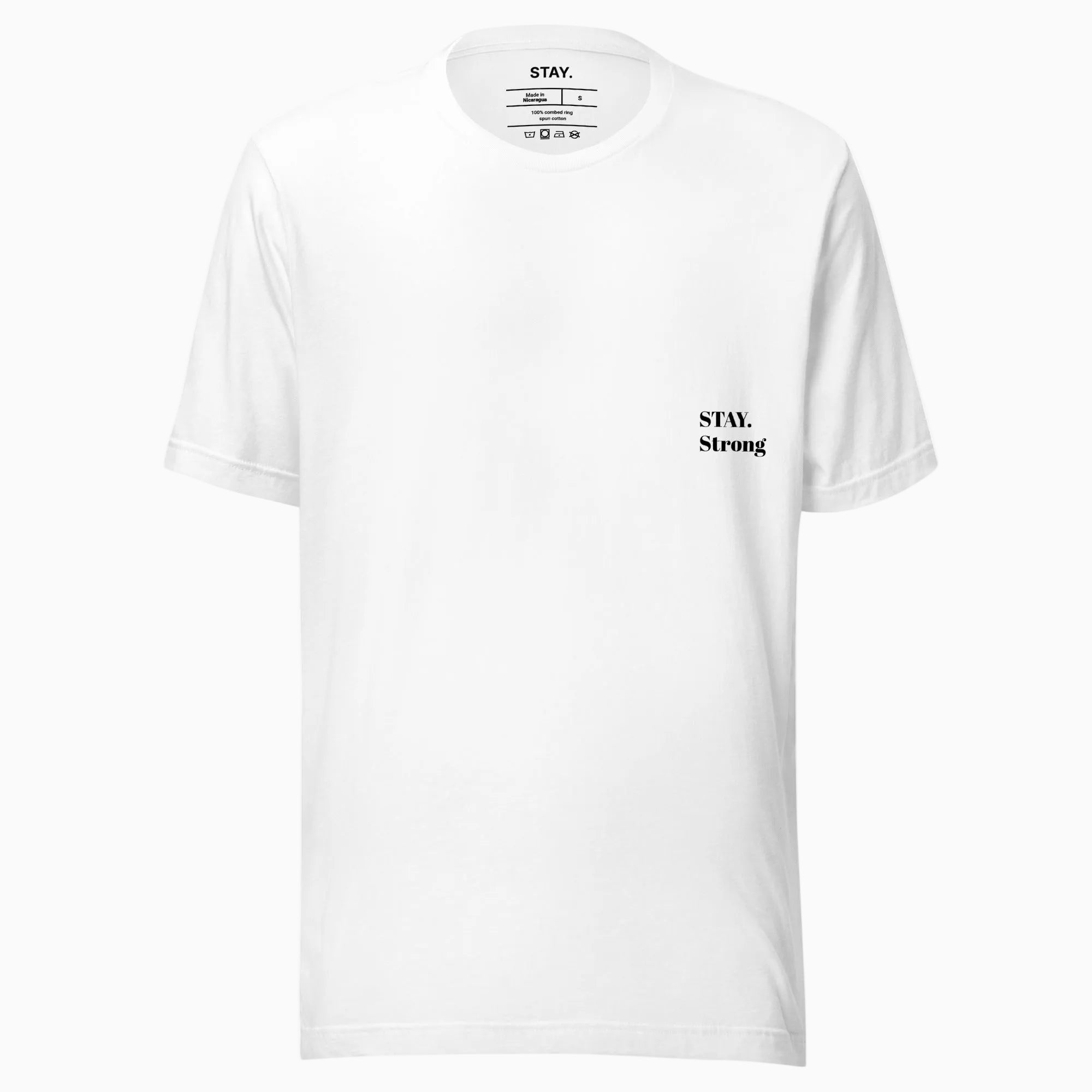 Fiche produit t-shirt blanc stay strong Logo